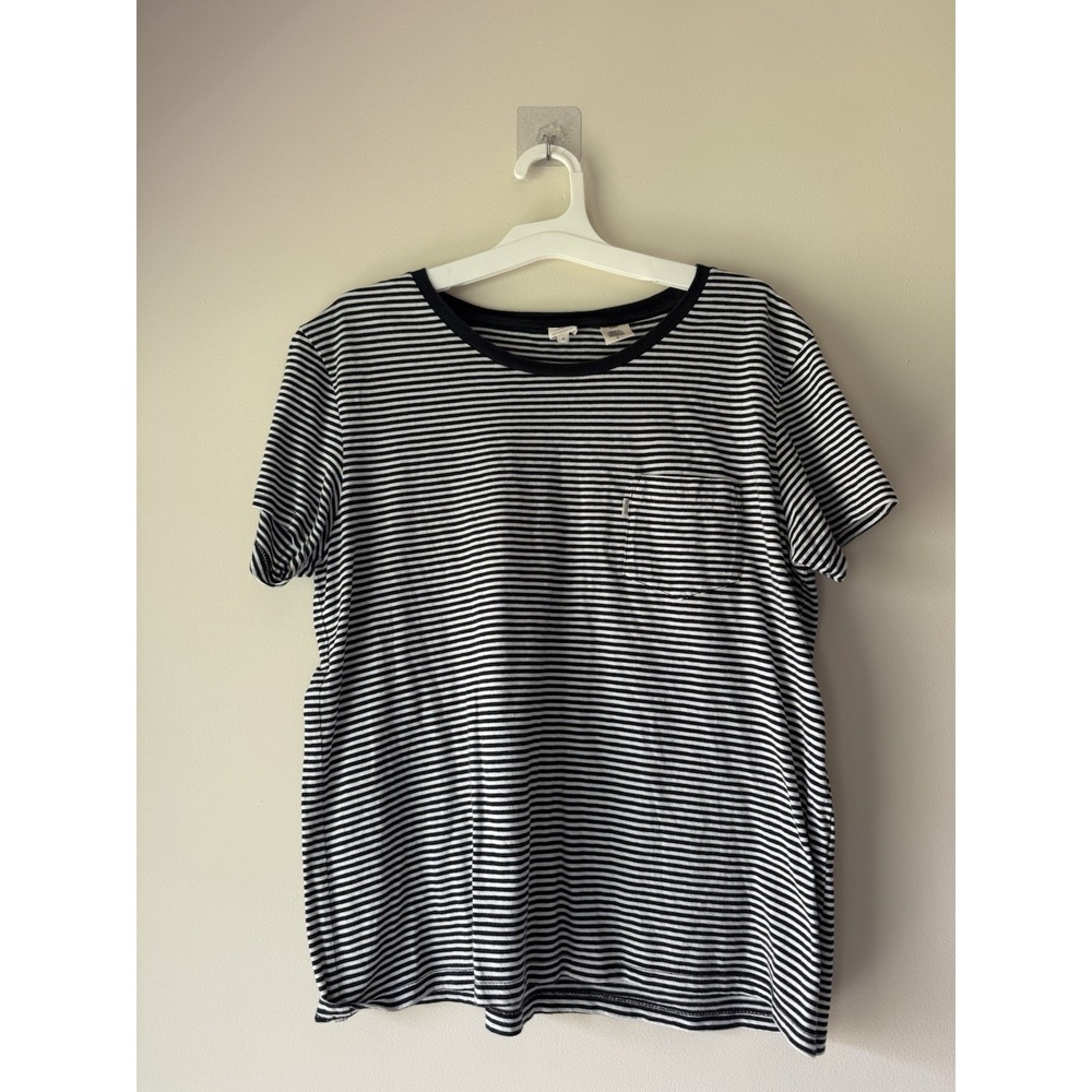 Levi's Black White Striped Pocket T-Shirt Crewneck Ringer Tee Size Medium M